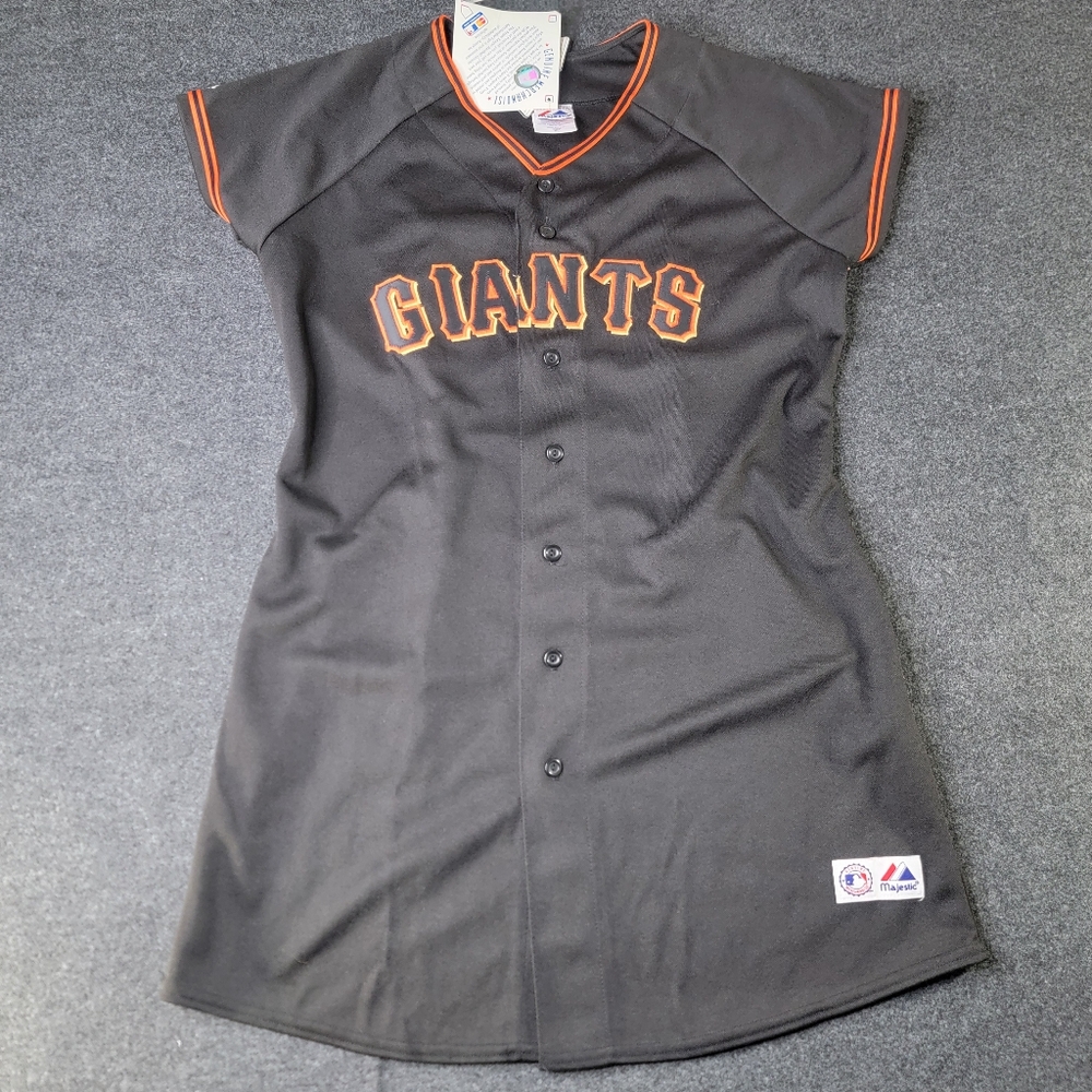 San Francisco Giants Majestic Women's MLB Jersey Dress Size XL Black Orange New